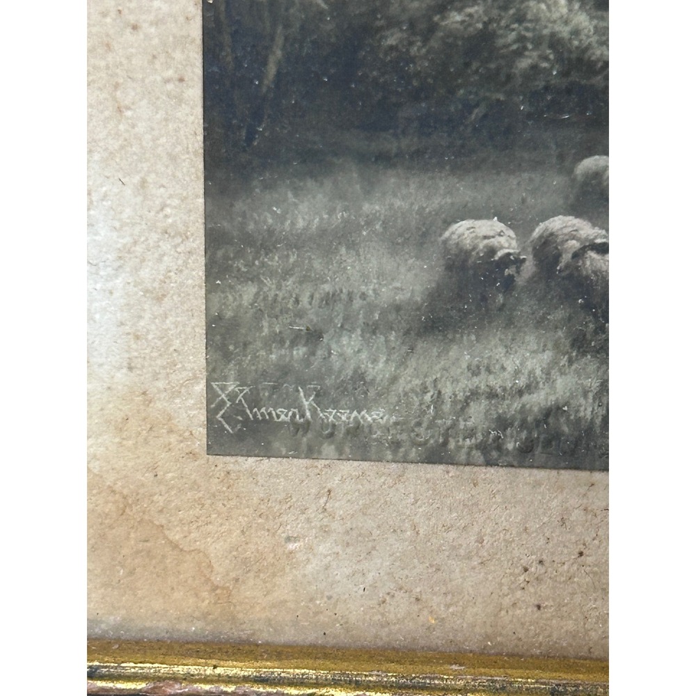 Vintage Framed Triptych‎ Prints Pastoral Scenes Signed Antique Gold Frame - Picture 6 of 13